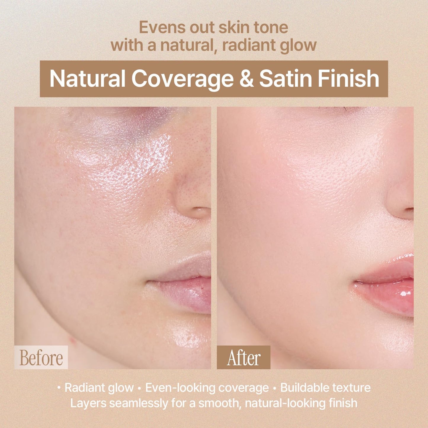 LOVB LOVB Natural Cover Glow Cushion Foundation | Satin Radiant Finish | Korean Foundation Makeup | Long-Lasting Natural Coverage | for All Skin Types 0.42 oz. (23N Natural Beige) LOVB LOVBBuy Supplements Australia