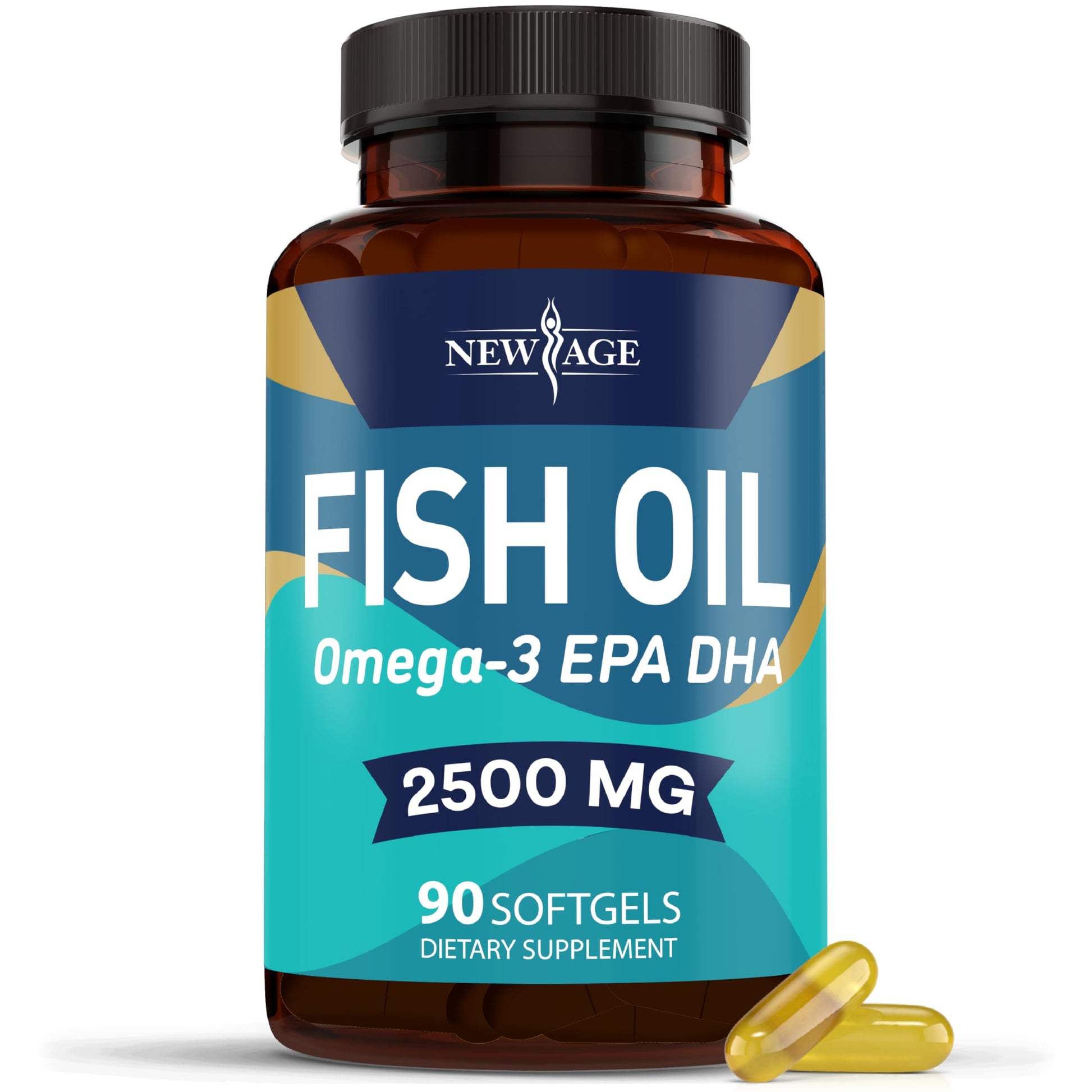NEW AGE Omega 3 Fish Oil Supplement Immune & Health Support – Promotes Joint, Eye & Skin Health - Non GMO - EPA, DHA Fatty Acids Gluten Free (90 Softgels (Pack of 1)) NEW AGE buy supplements Au