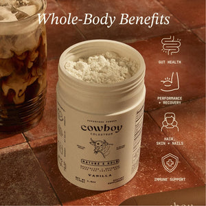 Cowboy - The Exclusive 1st Milking, Whole, Grass Fed Colostrum Supplement for Full Body Health - Bovine Colostrum Powder Packed w/Bioactive Nutrients - Sugar Free (Vanilla, 40 Servings) COWBOY COLOSTRUM buy supplements Au
