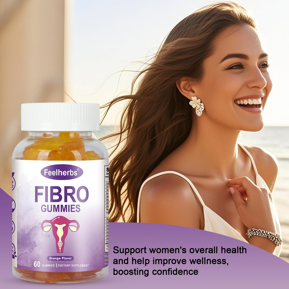 Feelherbs Fibro Gummies for Women, Pack of 2, Multivitamin Inositol Gummies with Inositol, Biotin, Vitamins A, C, D3, E, B6, B12, 60 Gummies Per Bottle FeelherbsBuy Supplements Australia