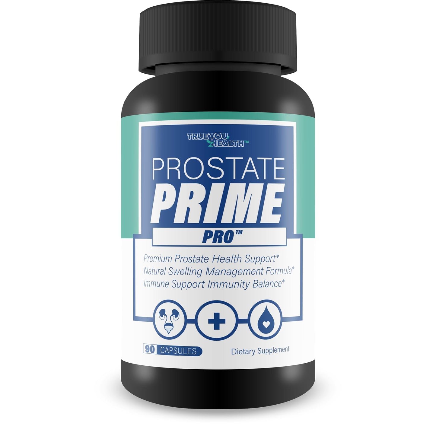 Supplement bottle labeled 'Prostate Prime Pro' on a white background