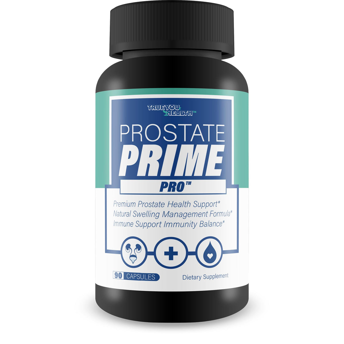 Supplement bottle labeled 'Prostate Prime Pro' on a white background