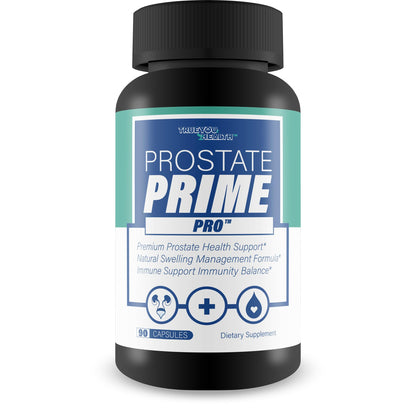 Supplement bottle labeled 'Prostate Prime Pro' on a white background