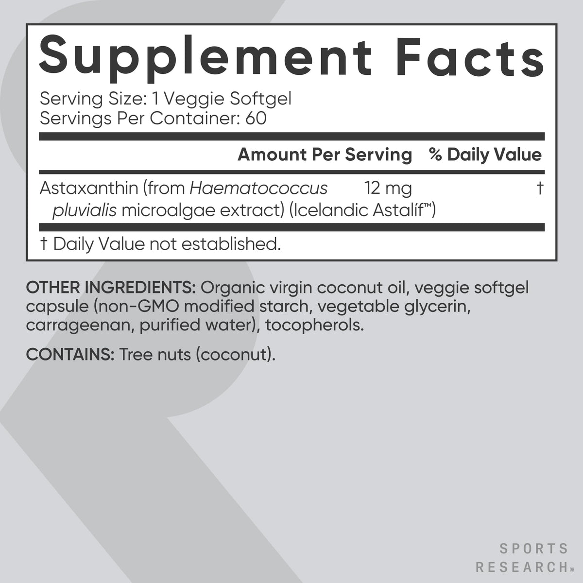 Sports Research Triple Strength Vegan Astaxanthin Supplement from Algae - Plant Based Softgels for Antioxidant Activity, Skin & Eye Health - Non-GMO Verified, Made with Coconut Oil - 12mg, 60 Count Sports Research buy supplements Au