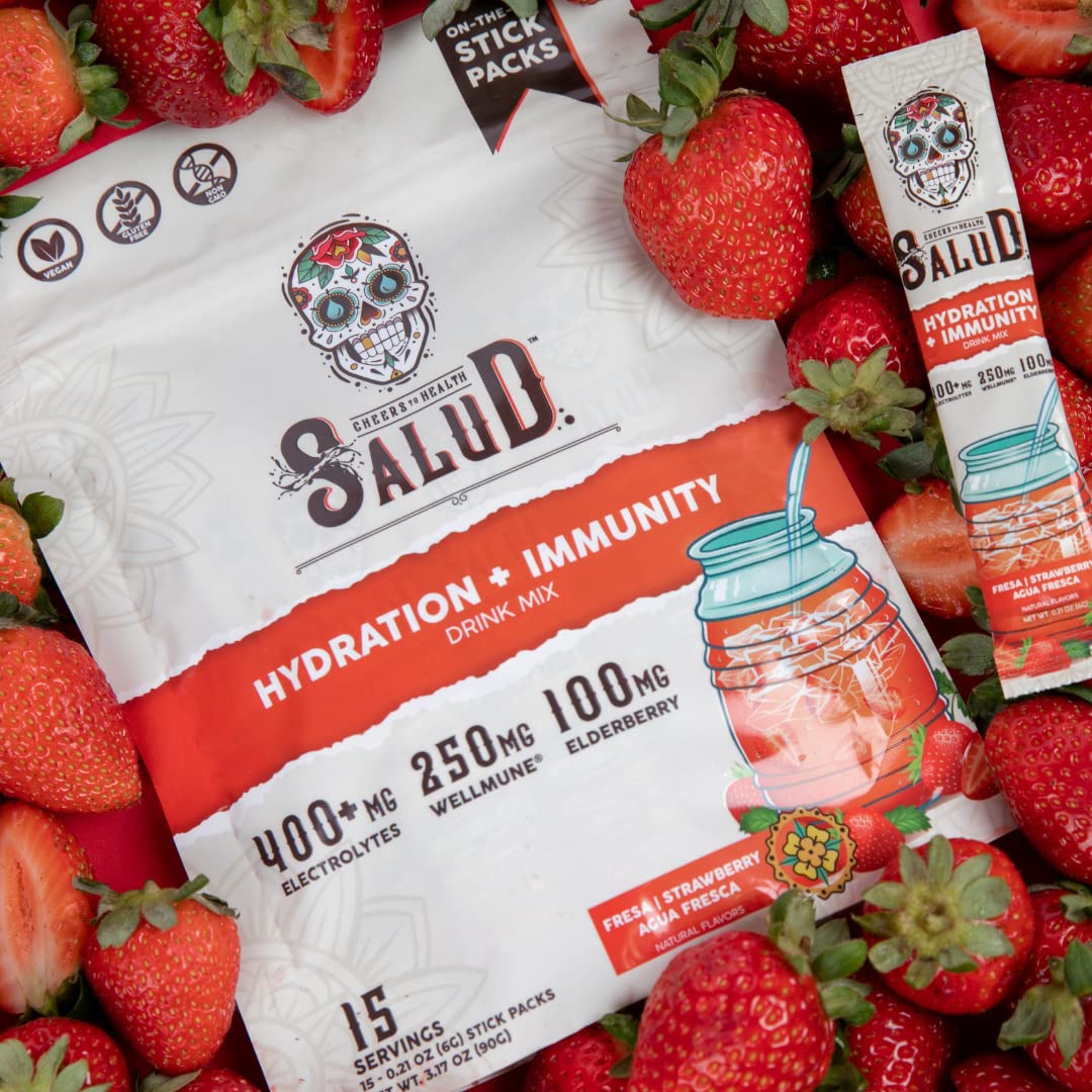 Salud 2-in-1 Hydration + Immunity Drink Mix, Cucumber Lime | Electrolytes Powder, Agua Fresca, Elderberry, Dairy & Soy Free, Non-GMO, Gluten Free, Vegan, 1g Sugar (15 Servings)