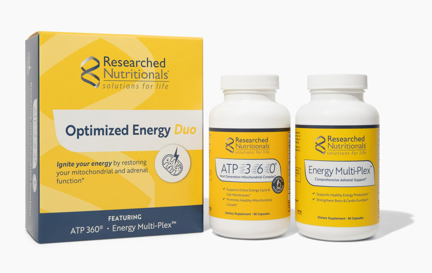 Researched Nutritionals Mens & Womens Vitamins - Optimized Energy Duo - Adrenal Support & Mitochondrial Supplements to Promote Optimal Cellular Energy - ATP 360 & Multi-Plex Researched Nutritionals buy supplements Au
