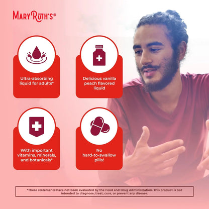 MaryRuth Organics Multivitamin for Men | USDA Organic | Sugar Free Mens Multivitamin Liposomal | Liquid Vitamins for Men | MARYRUTH'S