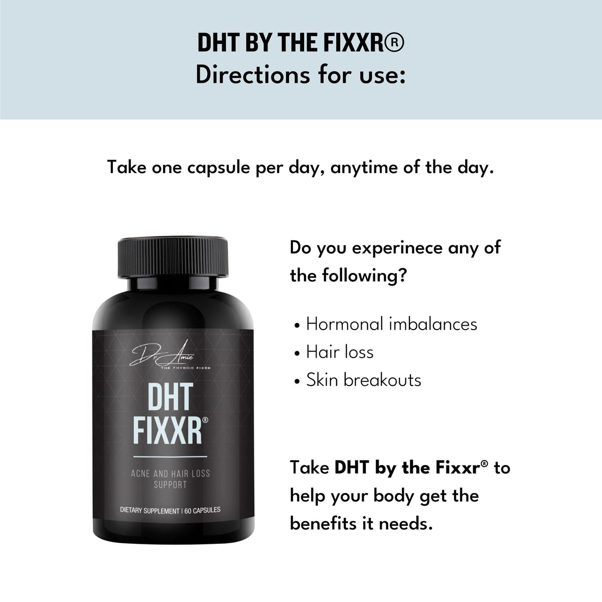 Fixxr DHT Support by Dr. Amie | with Saw Palmetto and Nettles | Acne and Hair Loss Support | 60 Capsules FixxrBuy Supplements Australia