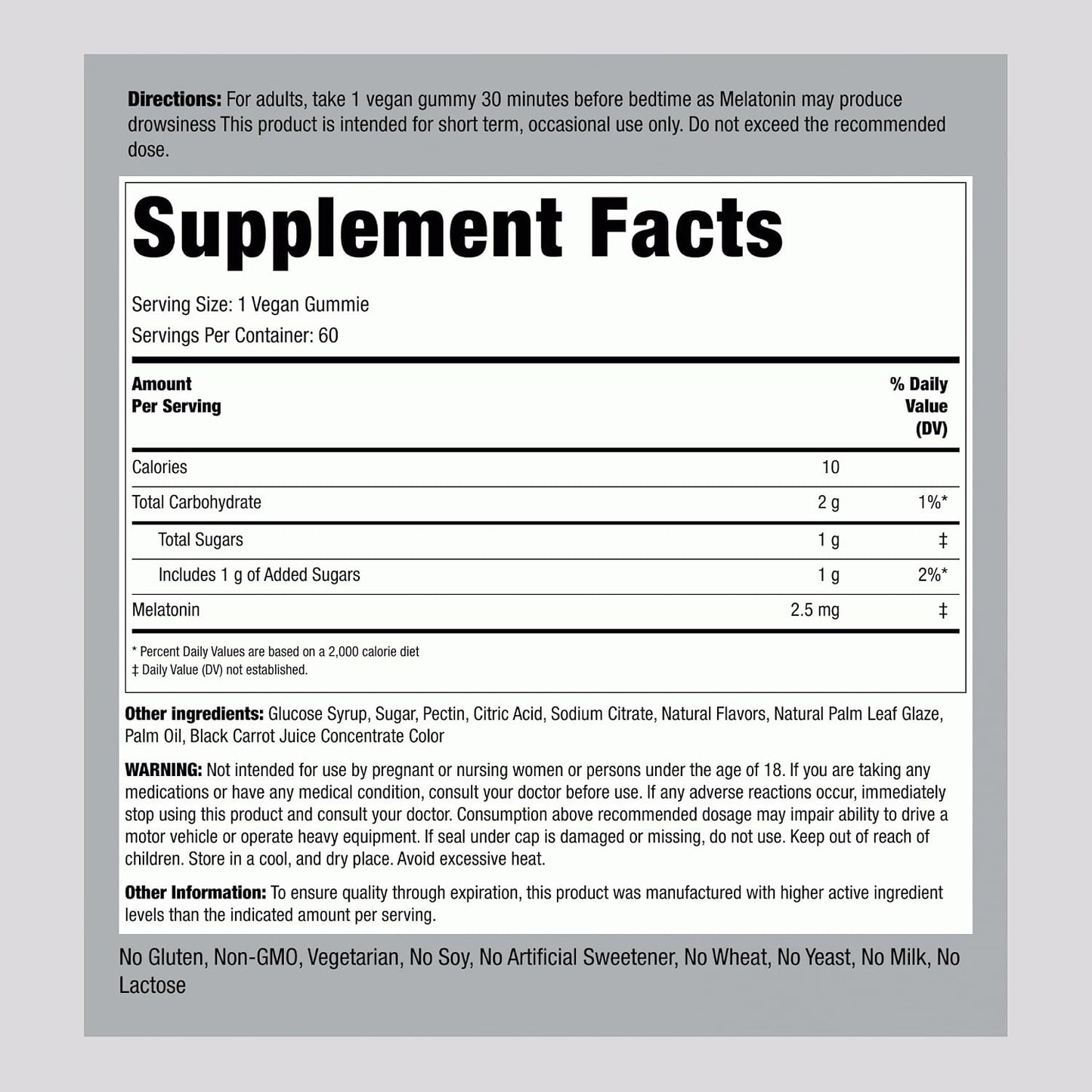 Piping Rock Melatonin Gummies 2.5 mg | 60 Count | Strawberry Flavor Gummy | Vegan, Non-GMO, Gluten Free Supplement