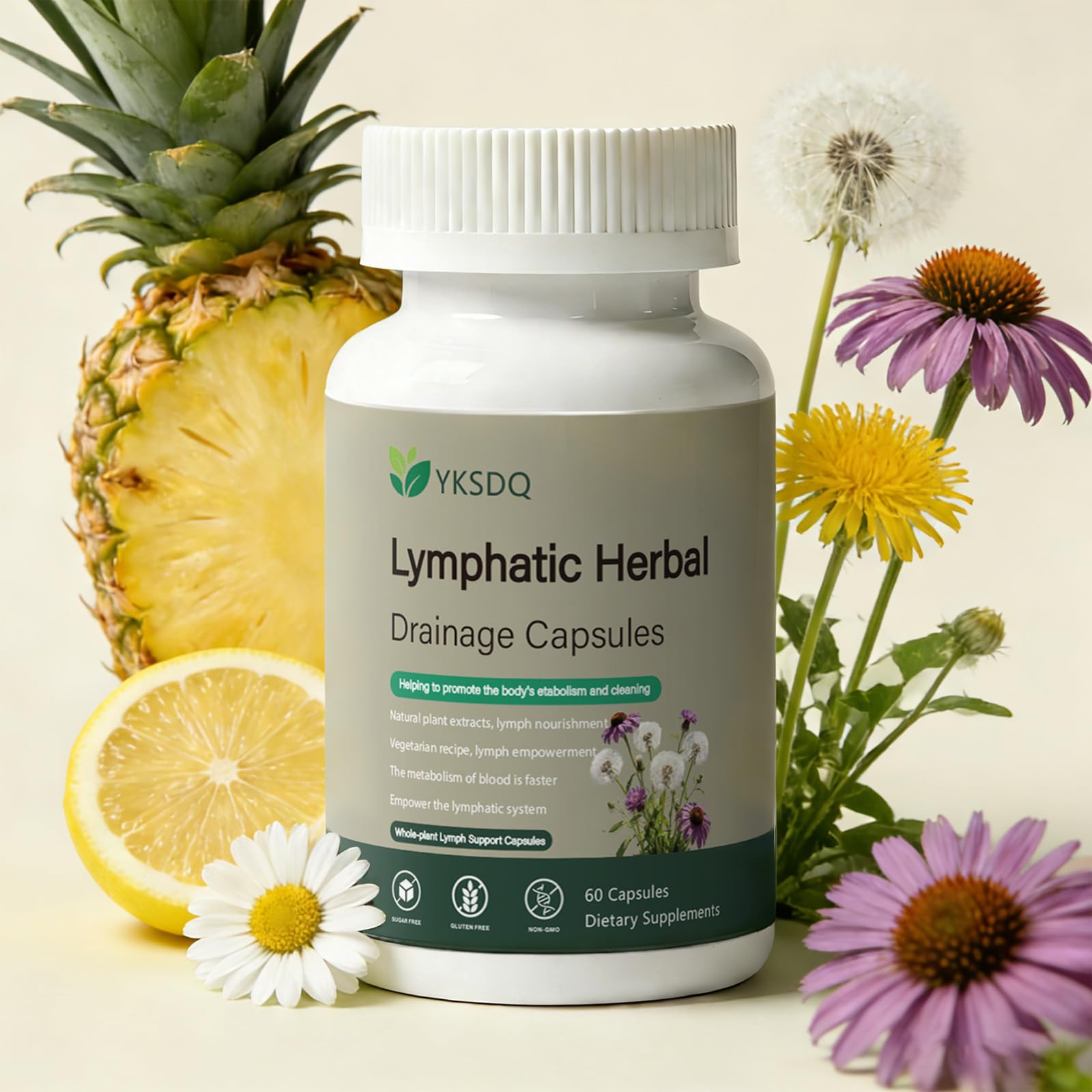 PKQLQ Lymph Drainage Capsules | Natural Detoxification Help Maintain the Healthy Fluid Balance of Both Women and Men, Promote Blood Virculation and Maintain Good Health. 60 Capsules (1) PKQLQ buy supplements Au