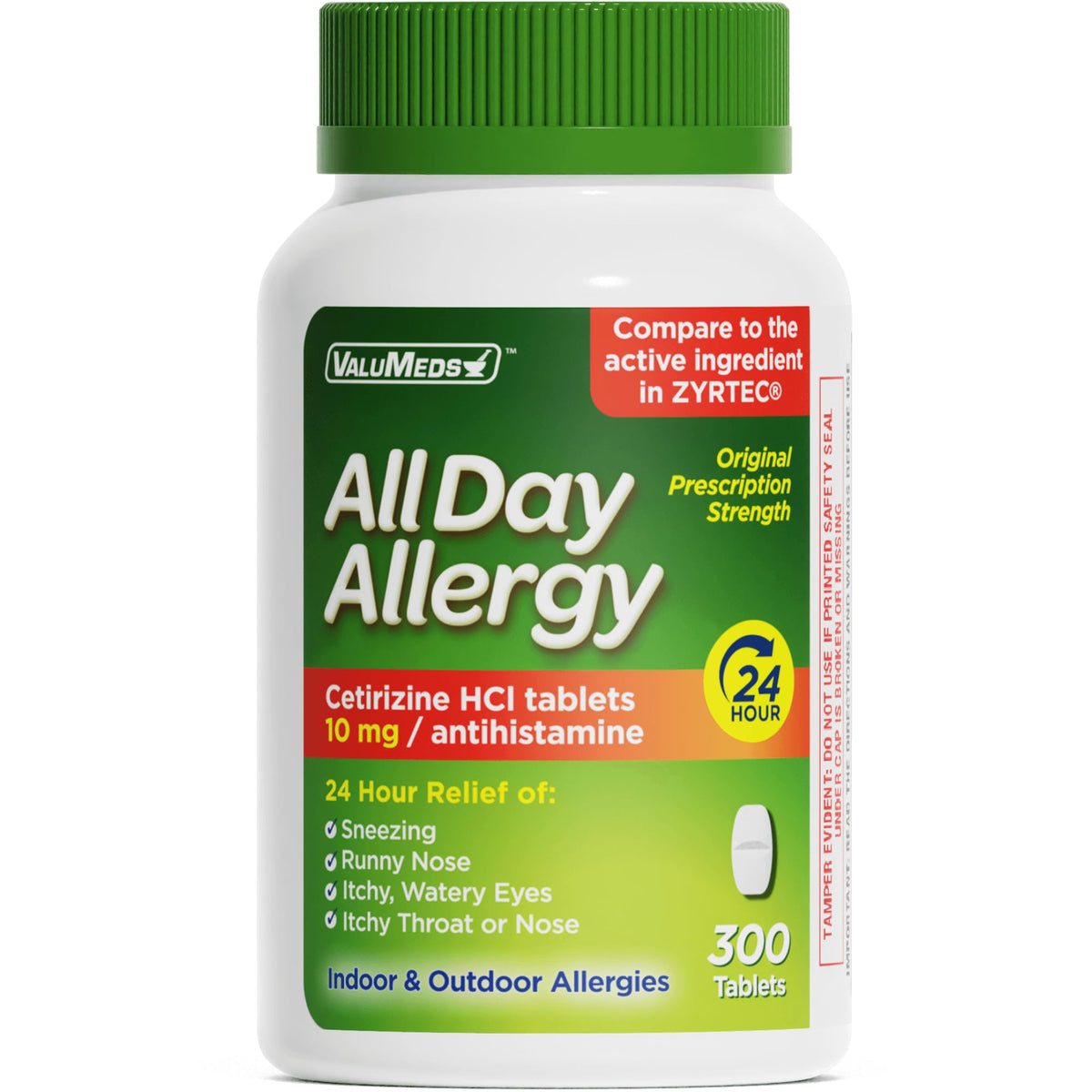 ValuMeds 24-Hour Allergy Medicine Antihistamine for Pollen, Hay Fever, Dry, Itchy Eyes, Allergies | Cetirizine HCl 10mg Caplets, Compare to Leading Brand (300 Count) ValuMeds buy supplements Au