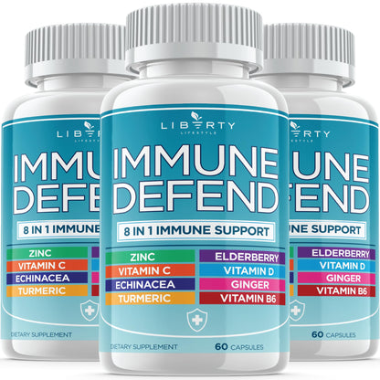8 in 1 Immune Defense Support, Immunity Vitamins Supplement Booster Zinc 50mg, Vitamin C Elderberry VIT D3 5000 IU, Turmeric Curcumin & Ginger, Echinacea - Allergy Relief for Kids Adults (2 Pack) - PrimeBioHealth - canada supplements