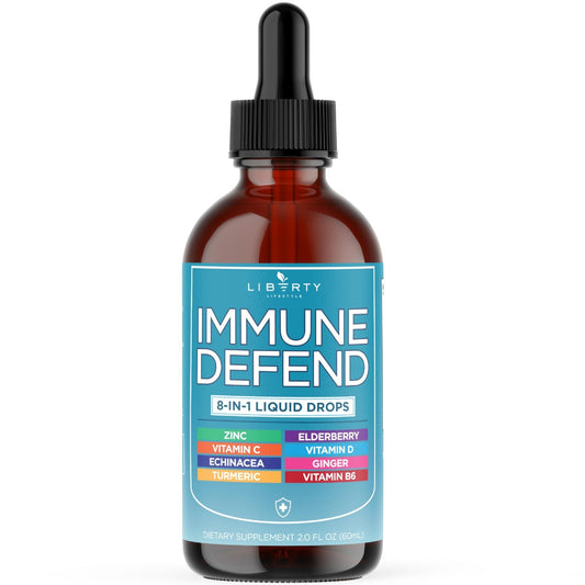 8-in-1 Immune Support Liquid Drops – Elderberry, Turmeric Curcumin, Echinacea, Ginger, Vitamins C & D3, Zinc & B6 – Fast-Absorbing Immune & Antioxidant Support – Vegan, Non-GMO – 4 oz - PrimeBioHealth - canada supplements