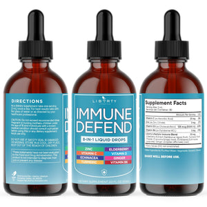 8-in-1 Immune Support Liquid Drops – Elderberry, Turmeric Curcumin, Echinacea, Ginger, Vitamins C & D3, Zinc & B6 – Fast-Absorbing Immune & Antioxidant Support – Vegan, Non-GMO – 4 oz - PrimeBioHealth - canada supplements