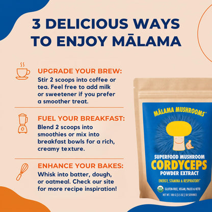 8-Mushroom Extract Powder by Malama, Organic Body Mushroom Blend Featuring Lion's Mane, Reishi, Cordyceps, Chaga, Turkey Tail, Superfood Adaptogenic - PrimeBioHealth - canada supplements