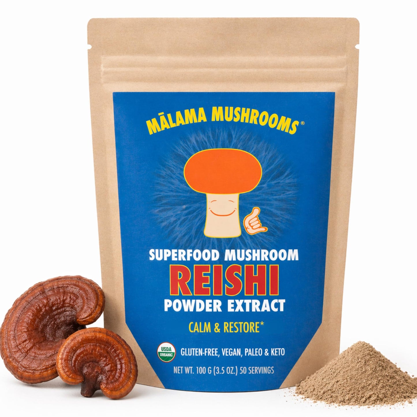 8-Mushroom Extract Powder by Malama, Organic Body Mushroom Blend Featuring Lion's Mane, Reishi, Cordyceps, Chaga, Turkey Tail, Superfood Adaptogenic - PrimeBioHealth - canada supplements