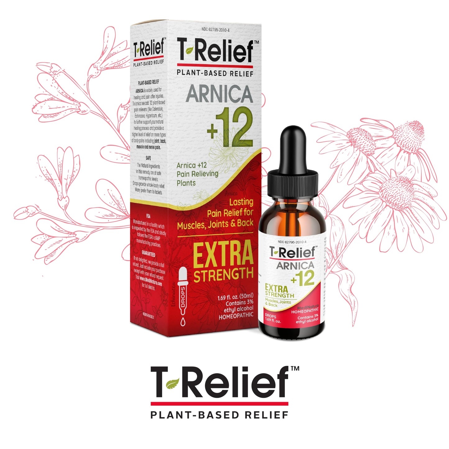 MediNatura T-Relief Extra Strength Oral Drops Arnica +12 Fast-Acting Natural Relieving Actives for Back Neck Joint Muscle Hand & Foot Aches Pains & Soreness - 1.69 oz MediNaturaBuy Supplements Australia