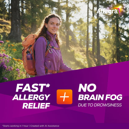 Allegra Adult 24-Hour Allergy Relief Tablets, Non-Drowsy Indoor and Outdoor Allergy Medicine, 180 mg Fexofenadine HCI Antihistamine Pill, 100-Count Allegra buy supplements Au