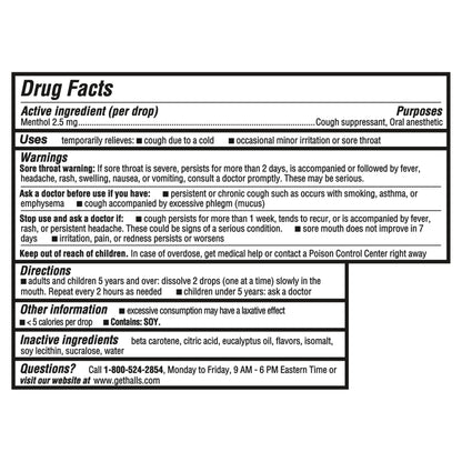 Halls Minis Honey Lemon Flavor Sugar Free Cough Drops, 48 Drops