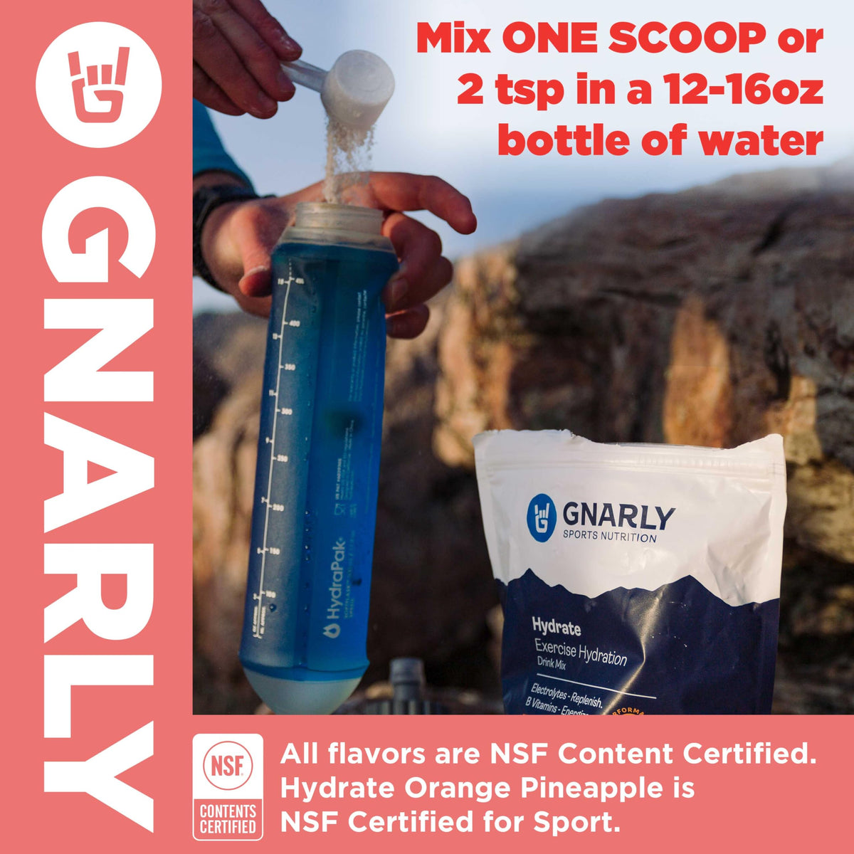 Gnarly Nutrition Hydrate Electrolyte Powder – Orange Pineapple Exercise Hydration Drink Mix – NSF Sport Certified – Electrolyte Solution, Performance & Recovery – Orange Pineapple, 14.10 oz