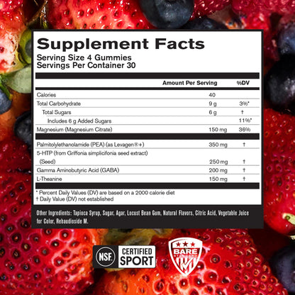 BARE PERFORMANCE NUTRITION, BPN Peak Sleep Gummy, Sleep Aid & Recovery Support Supplement, 30 Servings, Berry BARE PERFORMANCE NUTRITIONBuy Supplements Australia