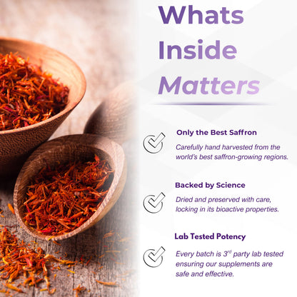 Leah Rose Essentials Saffron Supplement 88.5mg | Mood, Focus, and Stress Support | 60 Premium Saffron Extract Capsules | Made in the USA | 3rd Party Lab Tested | Non-GMO, Vegan, Gluten-Free