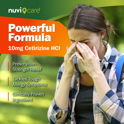 Nuvicare 24-Hour Allergy Medicine - Cetirizine Hydrochloride 10mg Tablets - Compare to the Active Ingredient in Zyrtec Antihistamine Meds - Generic Allergy Pills for All Day Allergy Relief (100 Count) NUVICARE buy supplements Au