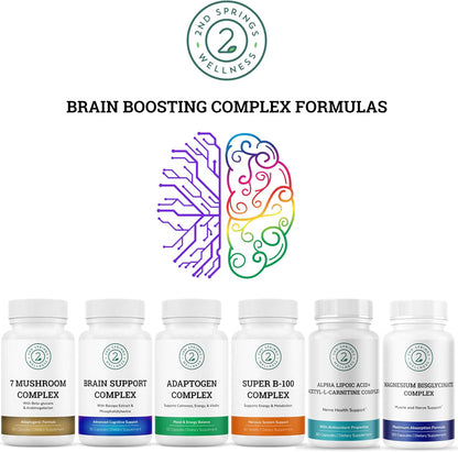 Brain Support Complex Nootropic Supplement, 30 Ct | Ginkgo Biloba, Bacopa Monnieri, Phosphatidylserine, Huperzine-A, St. John's Wort