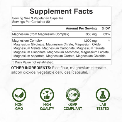 12‑in‑1 Magnesium Complex for Women 1,000 mg, 240 Vegetarian Capsules | Magnesium Glycinate, Citrate, Malate, Taurate, Orotate, Oxide & More | Chelated & Purified for Better Absorption DEAL SUPPLEMENT buy supplements Au