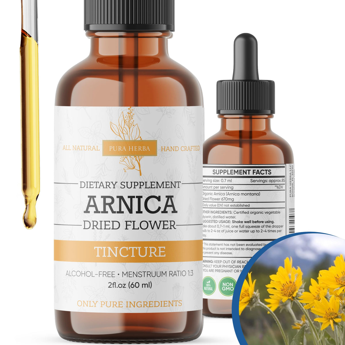 Pura Herba Arnica Liquid Extract – Alcohol-Free, Vegan, Supports Muscle Recovery & Joint Comfort, Fast-Absorbing Tincture, Made in USA – 2 Fl Oz Pura HerbaBuy Supplements Australia