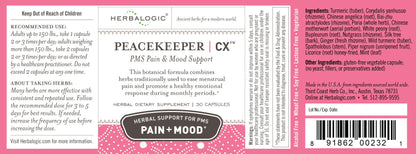 Herbalogic - Peacekeeper CX Herb Capsules - Reduces PMS Related Mood Swings - Reduces Cramps & Pain Associated with Monthly Periods - Contains Turmeric & Corydalis - 30 Cap Count HerbalogicBuy Supplements Australia