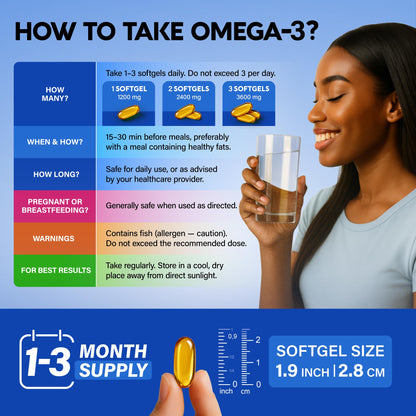 Omega 3 Fish Oil 3600 mg - Omega 3 Supplement | EPA & DHA - Heavy Metals Free - Heart, Brain & Joint Support - Purified Fish Oil for Men & Women - Lemon Flavored - Made in USA, 90 Softgels NUTRAHARMONYBuy Supplements Australia