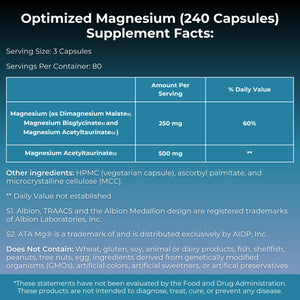MYOXCIENCE Optimized Magnesium Glycinate + Magnesium Taurate (as ATAmag®) for High Brain Bioavailability to Support Stress Relief and Sleep | 80 Servings MYOXCIENCE buy supplements Au