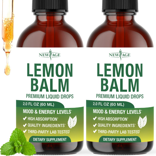 NEW AGE Lemon Balm Tincture - Mood Support Supplement - Lemon Balm Leaf Extract Drops - Vegan, Sugar & Alcohol-Free Calming Supplement - 4 fl oz