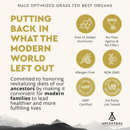 Ancestral Supplements Mofo & Bone and Marrow Bundle for Men – Supports Strength, Energy, Joint & Hormone Health – Grass Fed Beef Organ Blend with Collagen, Growth Factors & Whole Bone Extract
