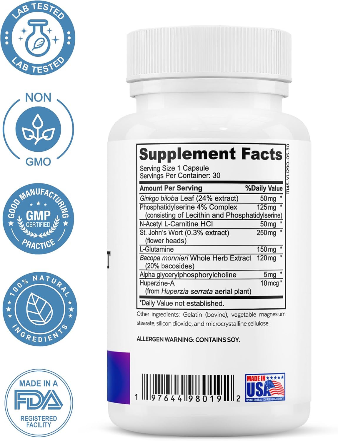 Adaptogen Complex + ALA & ALC Complex + Brain Support + Magnesium Bisglycinate Bundle | Stress Relief, Energy, Focus, Cognitive Support, Calm & Daily Wellness