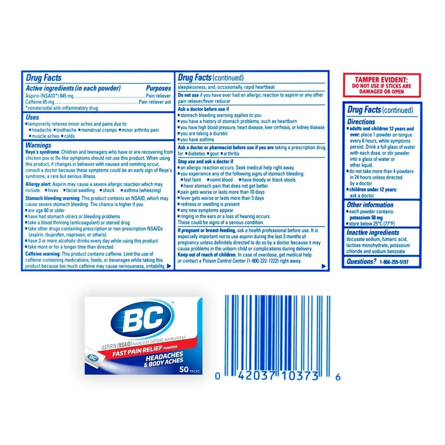 BC Powder Original Strength Pain Reliever, 50 Powder Sticks, 50 Count(Pack of 6) BCBuy Supplements Australia