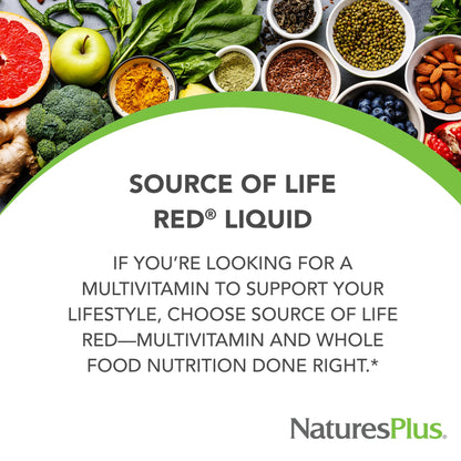 NaturesPlus Source of Life RED Multivitamin Liquid - 30 oz - Energy & Immune Support - with Exotic Red Fruits, Lycopene & Lutein - Vegetarian & Gluten Free - 30 Servings NaturesPlusBuy Supplements Australia