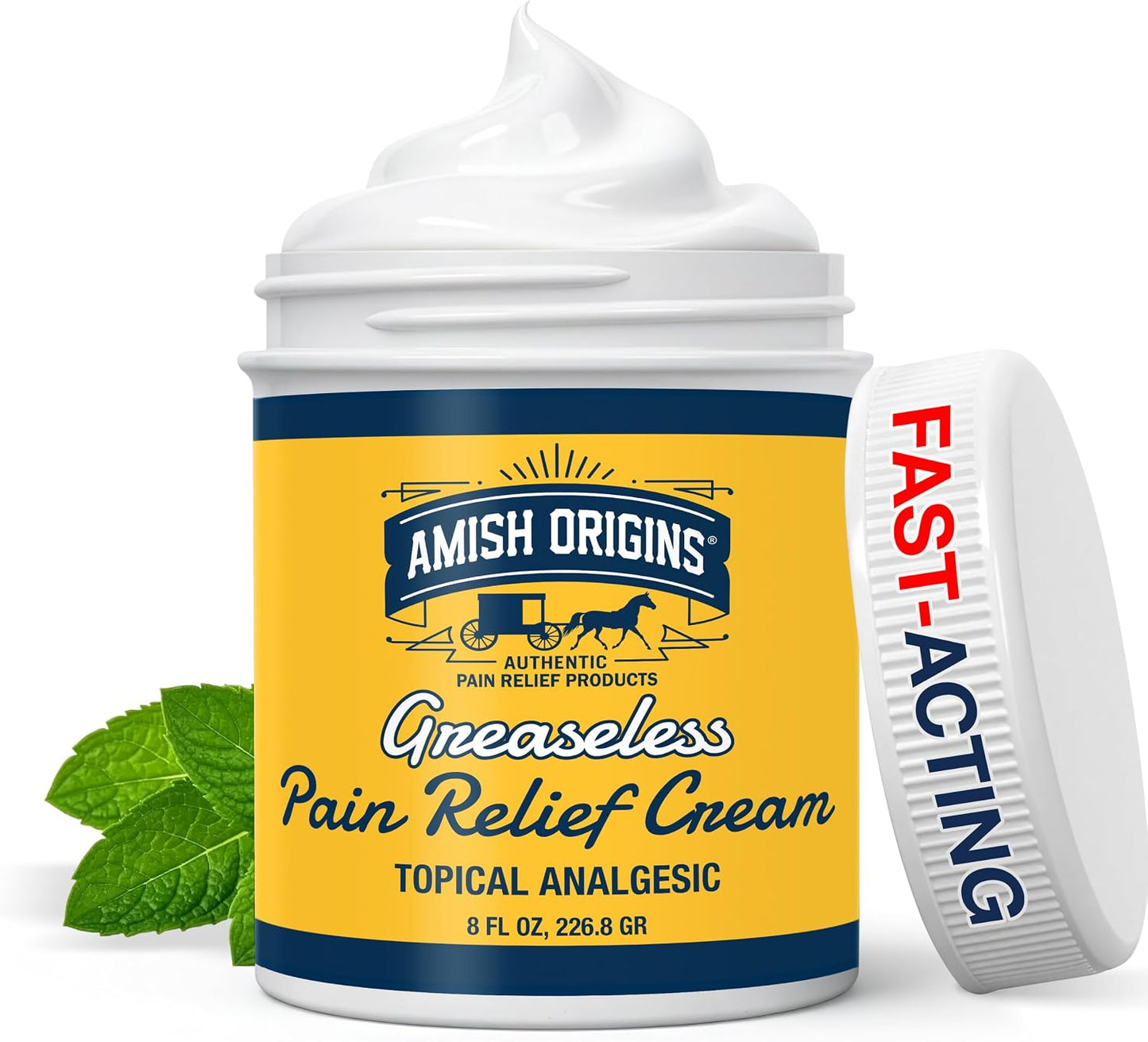 Amish Origins Pain Relief Cream, Maximum Strength Deep Penetrating for Joint, Muscle, Knee, Back, Feet, Hand, Ankle, Aches, 8 fl oz (Pack of 1)
