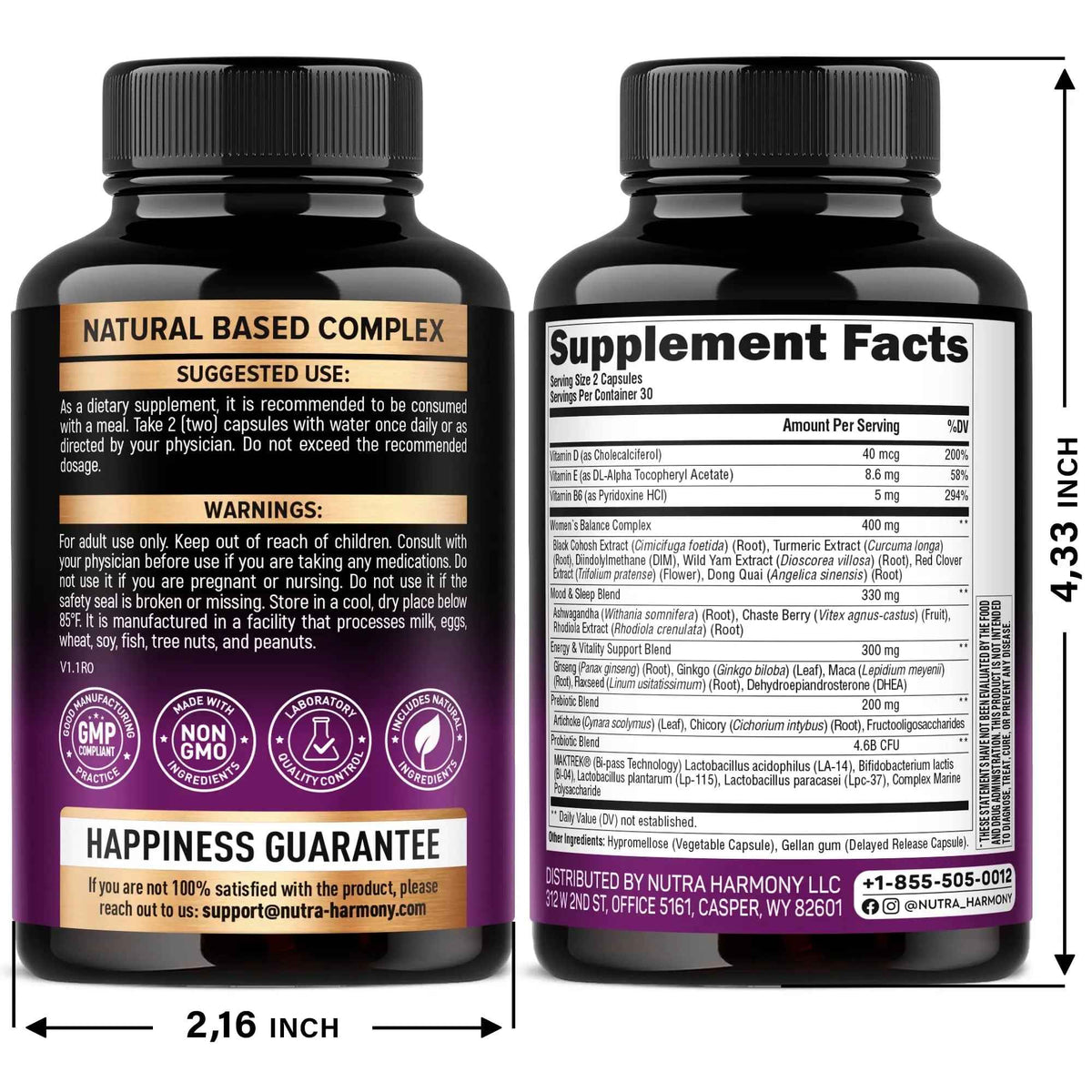 NUTRAHARMONY D-Mannose with Cranberry & Menopause Capsules