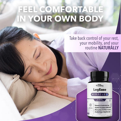 Real Science LegEase Miracle – All Natural Restless Legs Syndrome Relief & Leg Cramp Supplement with Vitamins C, D, K, B6, B12 + Nitric Oxide Support – Sleep & Circulation Aid – Made in USA, 60 Caps Real Science NutritionBuy Supplements Australia