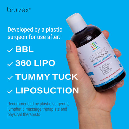 Bruizex Lymphatic Drainage Massage Oil with Arnica & Cold Pressed Castor Oil, Lightweight Non-Greasy Body Massage Oil for Daily Lymphatic Massage, Aftercare Routine, Lightweight Formula - 8.5 Oz Bruizex buy supplements Au