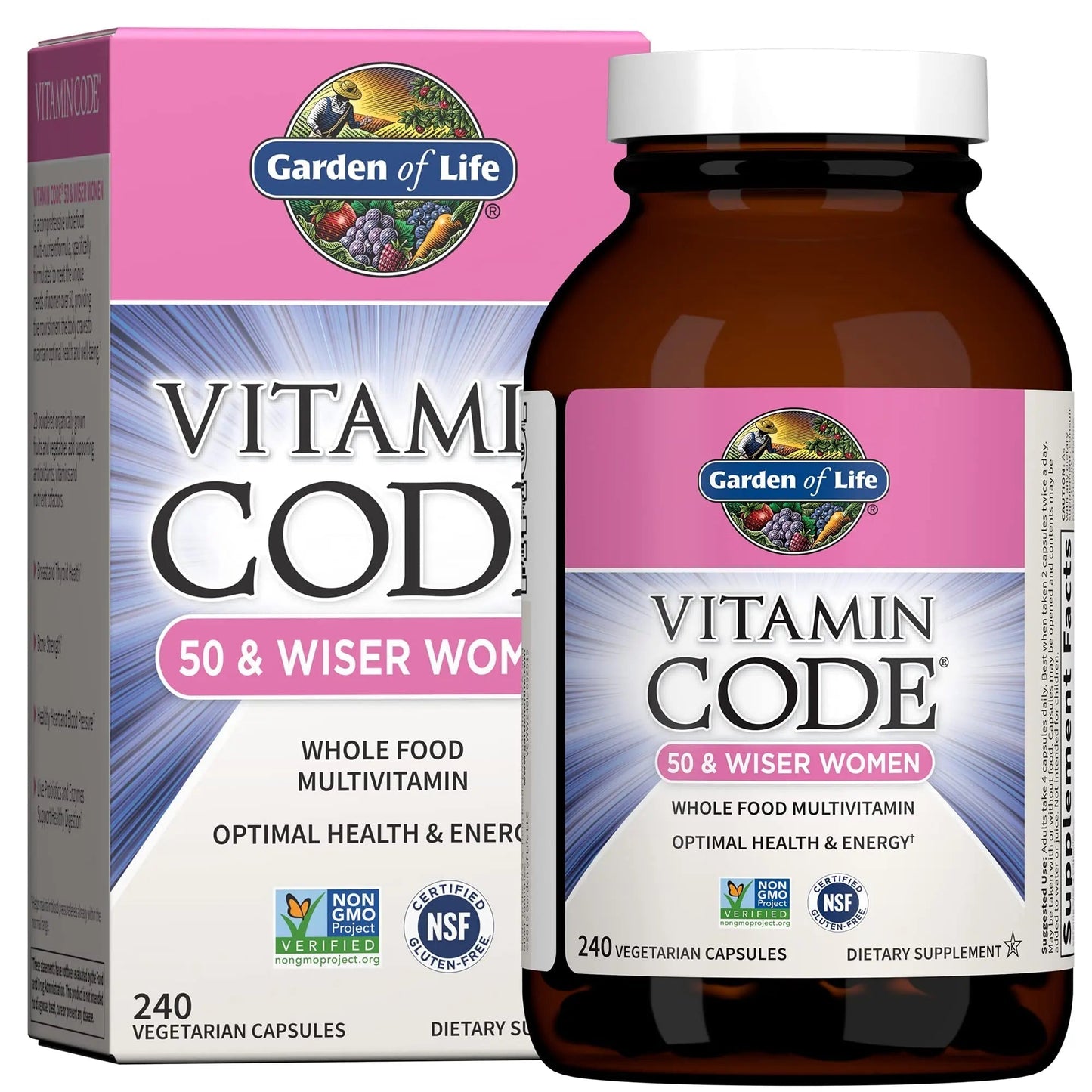 Garden of Life Vitamin Code Multivitamin for Women 50 & Over, B Vitamins, A, C, D3, E & K, CoQ10, Probiotics & Enzymes Garden of Life