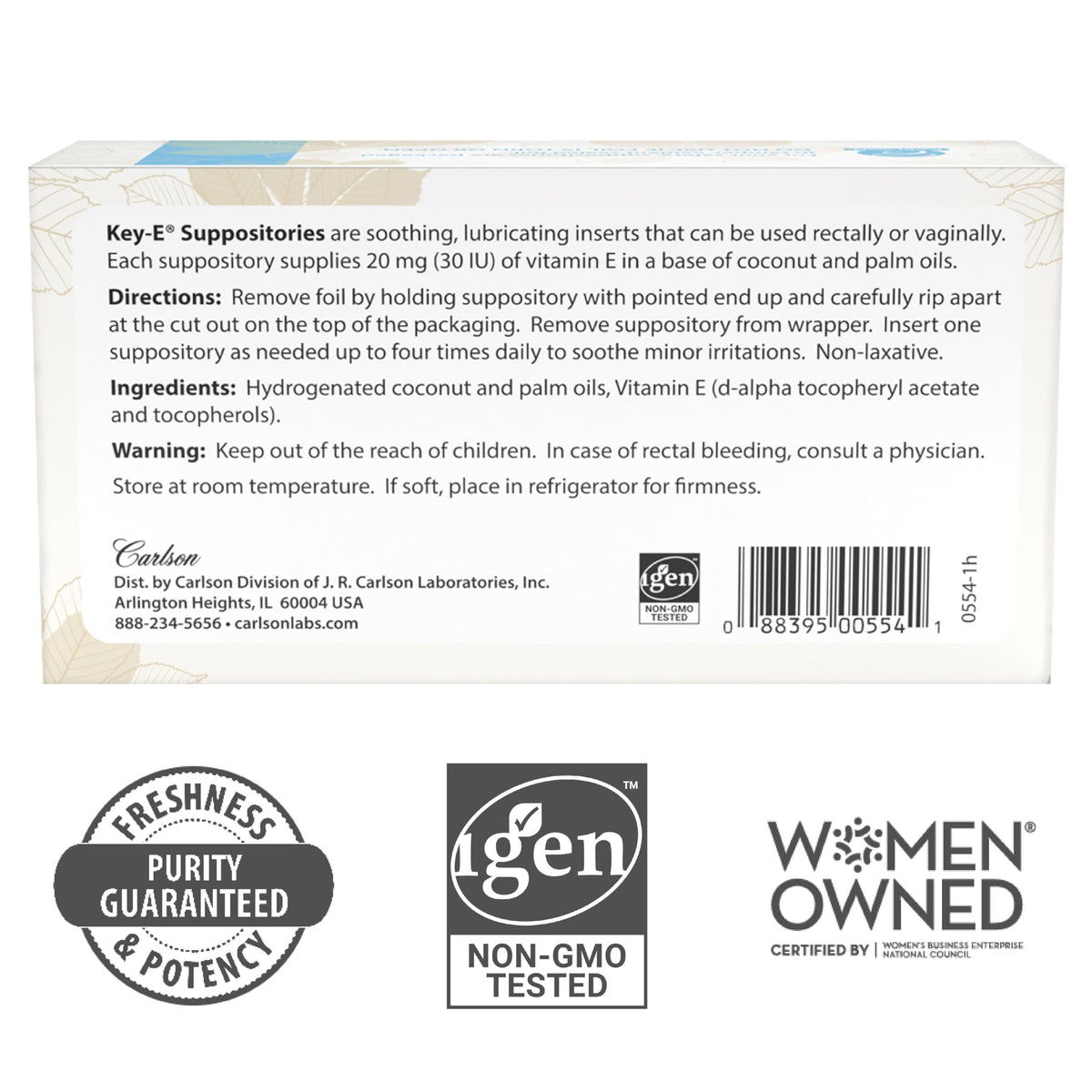 Carlson - Key-E Suppositories, 30 IU Vitamin E Suppository, Lubricates Dry Areas, Treatment for Women and Men, Vaginal & Rectal, 24 Count Carlson buy supplements Au