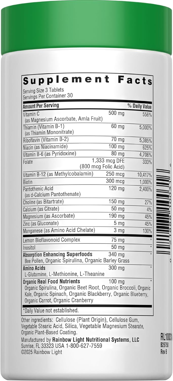 Rainbow Light - Complete B-Complex, 90 Count, Food Based, Energy Support