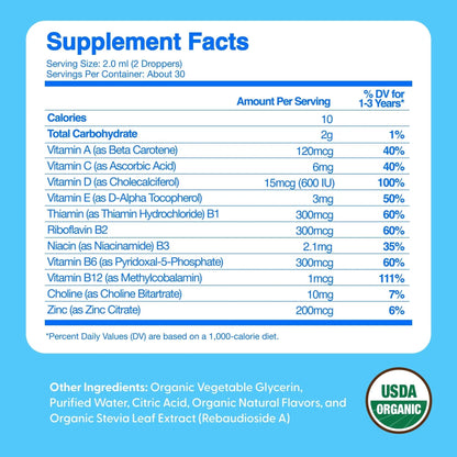 Feel Great Vitamins Organic Multivitamin Liquid Drops for Toddlers & Kids | Daily Essential Nutrients for Healthy Growth | The Feel Great Vitamin Company