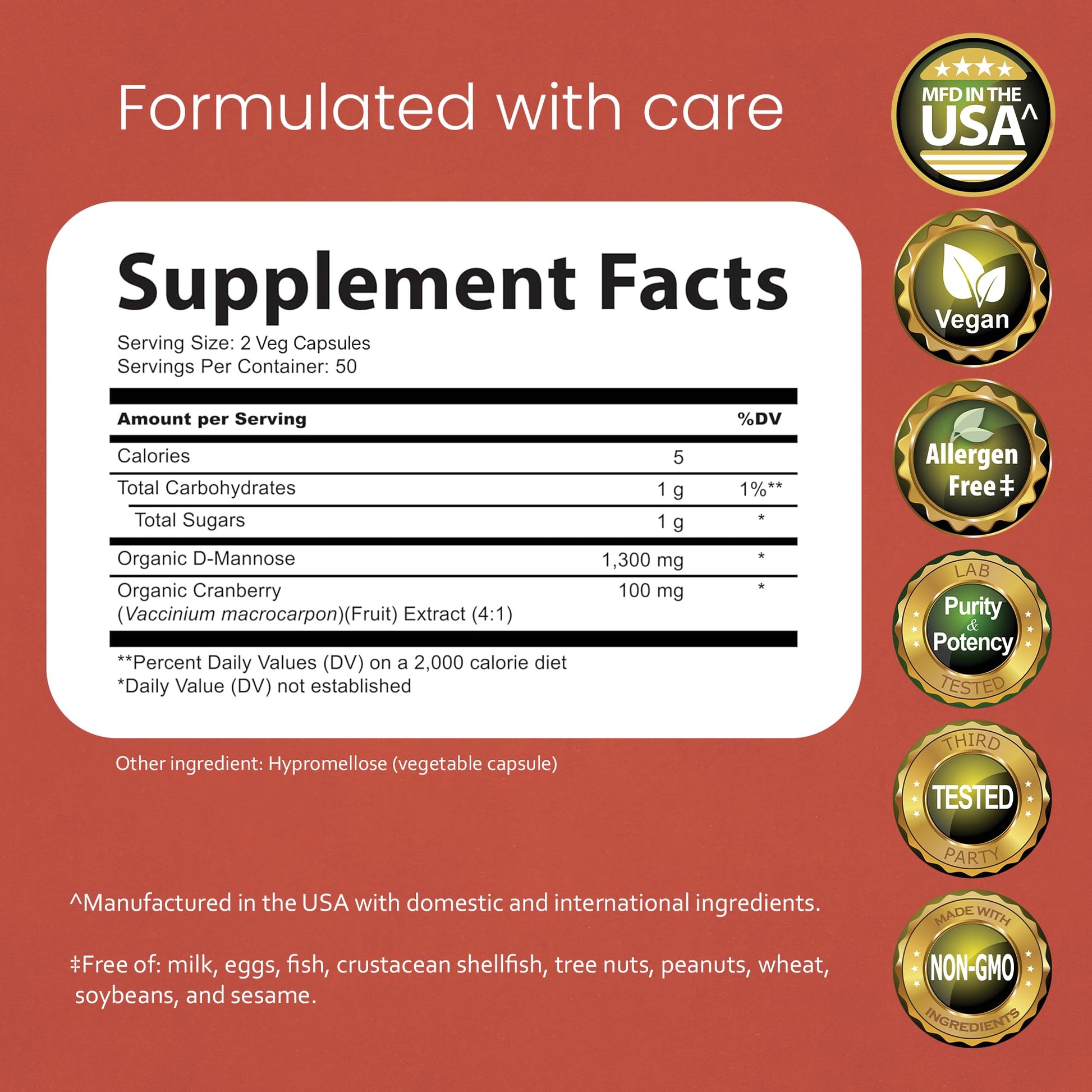 NaturaLife Labs Organic D-Mannose 1300 mg with Organic Cranberry Extract 100 mg per Serving – 100 Capsules – Non-GMO, Gluten-Free, Vegan NaturaLife LabsBuy Supplements Australia