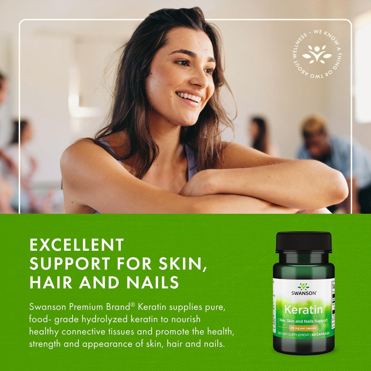Swanson Keratin (from Tibetan Wool) - Natural Supplement Promoting Healthy Joints, Hair, Skin & Nails - Helps Nourish Healthy Connective Tissues - (60 Capsules, 50mg Each) SwansonBuy Supplements Australia