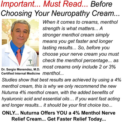 Neuropathy Nerve Relief Cream - Premium Nerve Cream 3X Action for Targeted Relief and Soothing Nerve Comfort - Maximum Strength with 4% Menthol Arnica MSM for Feet Hands Legs Toes & Back - Large 4 Oz NuturnaBuy Supplements Australia