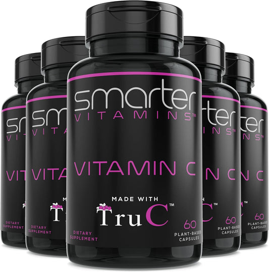 5 Pack Whole Food Vitamin C from 11 Berries with Antioxidants, 300 Capsules | Plant-based TruC with bioflavonoids and polyphenols for immune, collagen and skin support; vegan, non-GMO and easy to digest